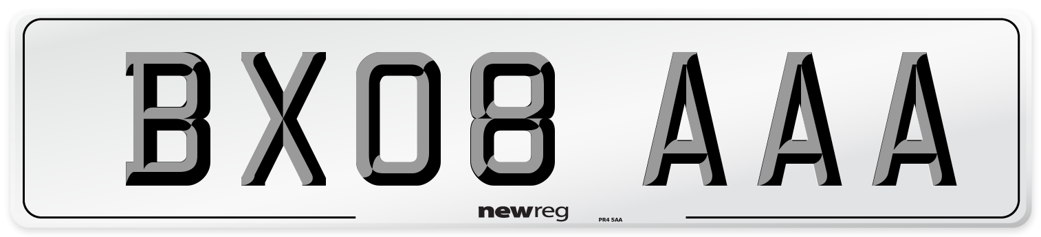 BX08 AAA Number Plate from New Reg